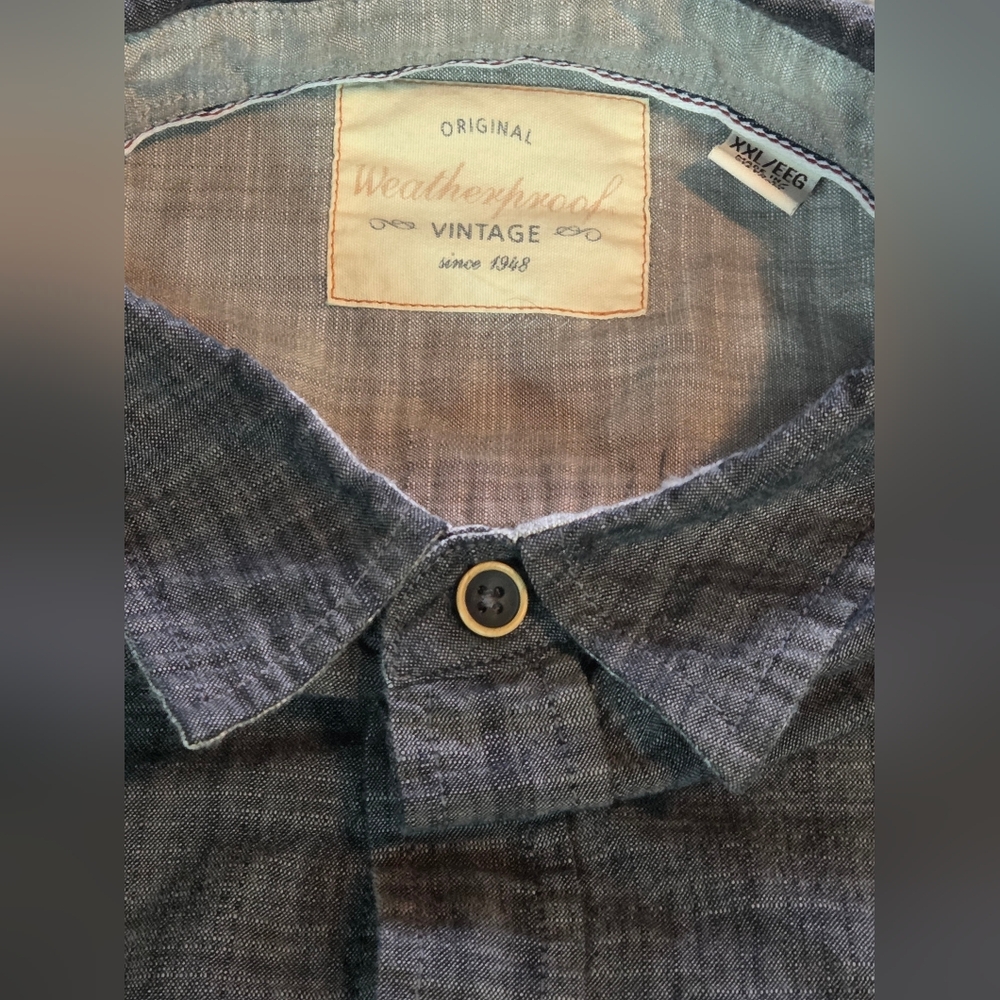 Original Weatherproof Vintage Men's XXL Black Cotton Button Down Shirt - Picture 6 of 10
